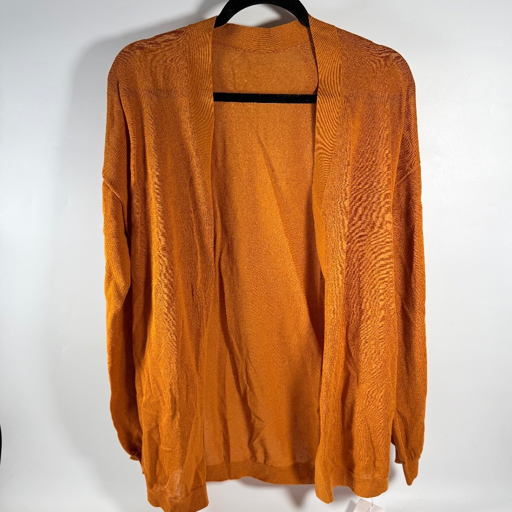 Pumpkin Solid Color V Neck Knit Cardigan Sweater Outerwear Size M